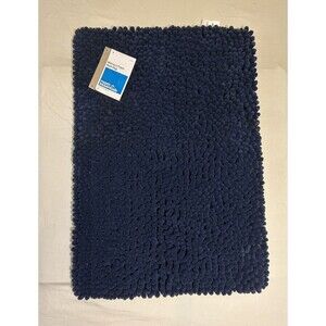 Room Essentials - Chunky Chenille Memory Foam Bath Rug - Dark Blue New